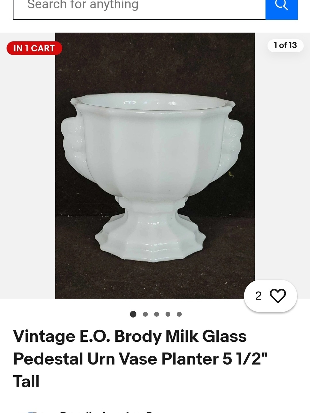 White Milk Glass Pedestal Urn